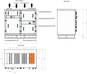 Приточно-вытяжная установка с пластинчатым рекуператором RWN-RP-400(50m)-ЕС-НЕ2,3-Vertical(N)